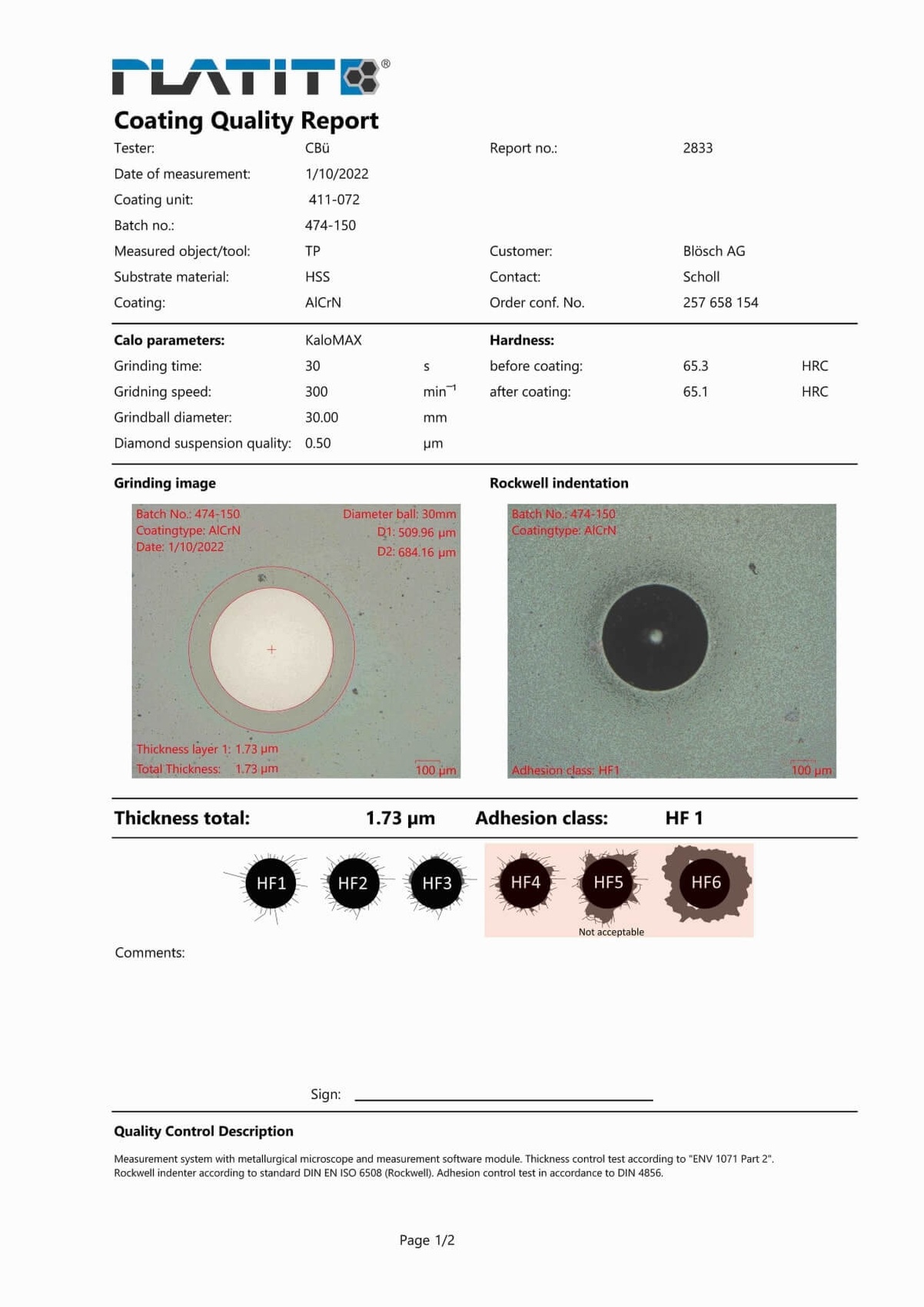 PLATIT Quality Control Software